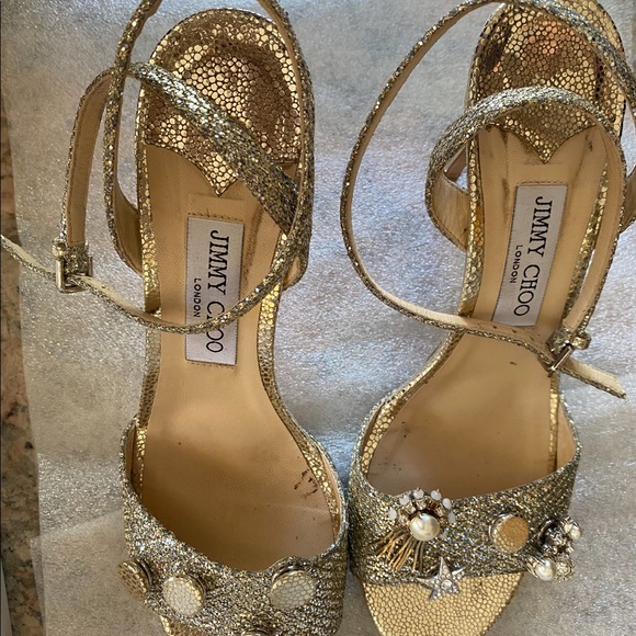 Jimmy Choo Electra 100 Champagne Glitter Heels size 39 - Picture 5 of 16